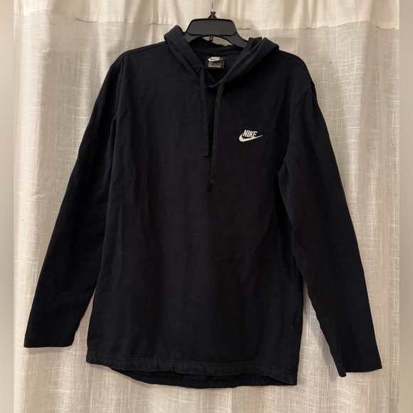 Men’s Nike Black LS Hooded Shirt Size L - Picture 1 of 5